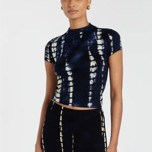 NWT Dissh Wilder Ink Tie Dye Cap Sleeve Tee